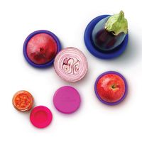 Food Huggers Reusable Silicone Food Savers Set of 5 (Bright Berry) - Patented Product