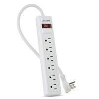 Maximm Power Strip Surge Protector (450 Joules), 6 Sideways AC Outlets, with Low Profile Right Angle Flat Plug & 6 ft Long Extension Cord, Multi Outlet, White, ETL Listed