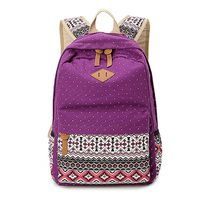 Shoulders bag Geometry Dot Casual Canvas Backpack bag,LIQING Fashion Cute Lightweight Backpacks for Teen Young Girls Boys,Cute Lightweight Canvas Bookbags School Backpacks for Teen Girls (Purple)