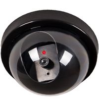 WALI Dummy Fake Security CCTV Dome Camera with Flashing Red LED Light With Warning Security Alert Sticker Decals (SD-1), Black
