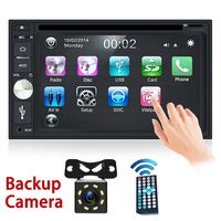 Free Backup Camera Included + Double Din Car Stereo DVD Player Radio Bluetooth 2 Din Capacitive Touch Screen Support USB SD 1080P Multi Language Remote Control