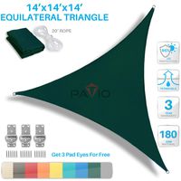 PATIO Paradise 14' x 14' x 14' Green Sun Shade Sail Equilateral Triangle Canopy, 180 GSM Permeable Canopy Pergolas Top Cover, Permeable UV Block Fabric Durable Outdoor, Customized Available