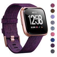 KIMILAR Woven Band Compatible with Fitbit Versa/Fitbit Versa 2/Fitbit Versa Lite Edition, Large Small Woven Fabric Breathable Men Women Versa Replacement Band for Versa Smartwatch