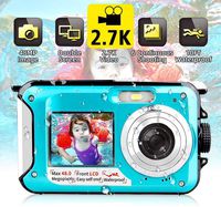 Waterproof Camera Underwater Camera FHD 2.7K 48MP Video Recorder Camcorder Selfie Dual Screen Waterproof Digital Camera for Snorkeling 10 ft underwater