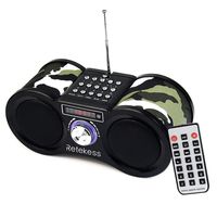 Retekess V113 FM Radio Boombox Stereo Digital MP3 Speaker with Remote Control Support SD Card USB AUX Input Rechargeable Battery (Camouflage)
