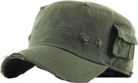 KBK-1465 OLV S Vintage Distressed Cadet Army Cap Basic Everyday Military Style Hat