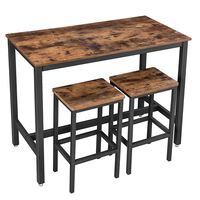 VASAGLE ALINRU Bar Table Set, Bar Table with 2 Bar Stools, Breakfast Bar Table and Stool Set, Kitchen Counter with Bar Chairs, Industrial for Kitchen, Living Room, Party Room, Rustic Brown ULBT15X