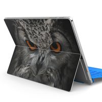 igsticker Ultra Thin Premium Protective Back Stickers Skins Universal Tablet Decal Cover for Microsoft Surface Pro 4/ Pro 2017/ Pro 6(2018) 007937 Photo　Owl　Black　Black