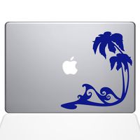 The Decal Guru Beach Wave Decal Vinyl Sticker, 11" MacBook Air, Dark Blue (1449-MAC-11A-DB)