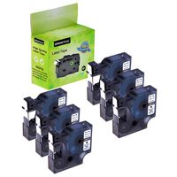 Greencycle 6 PK Black on White Label Tape Compatible for DYMO D1 45013 S0720530 12mm wide7m Length 1/2 X 23'