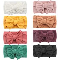 Makone Baby Headbands with Bows-Handmade Stretchy Nylon Pom Pom Bun 5.5 inch Big Hair Bow Headband for Infant Baby Girls-Style15
