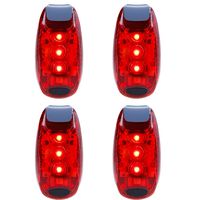 Belia E'lucvy LED Safety Light (4 Pack) Waterproof Red Flashing Bike Rear Tail Light with Free Clip on Velcro Straps for Running, Walking, Cycling, Helmet etc