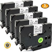 NEOUZA 5PK Great Quality Compatible for Brother P-Touch Laminated Tze Tz Label Tape Cartridge 12mmx8m (TZe-S231 Extra Strength Black on White)
