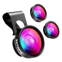 VicTsing Phone Camera Lens,180° Fisheye Lens+0.65X Wide Angle Lens & 10X Macro Lens (Screwed Together), Clip on Cell Phone Lens Kits Compatible with iPhone 8/7/6s, Most Android and Smart Phone