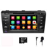 NVGOTEV Car Audio Stereo Headunit Fits for Mazda 3 2004 2005 2006 2007 2008 2009 DVD Player Radio 7 Inch HD Touch Screen GPS Navigation with Bluetooth Steering Wheel Control 16GB Map Card