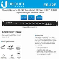EdgeSwitch ES-12F 12 Fiber 12xSFP 4xRJ45 Gigabit Managed Network Switch (12 Gigabit SFP Ports; 4 Gigabit RJ45 Ports; 1 Serial Console Port; 32 Gbps Switching Capacity)