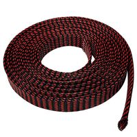 Seismic Audio - EBS3450Red- 50 Feet Red/Black 3/4" Expandable Woven Cable Sleeve Tubing Cord Sock