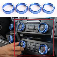 Blue Aluminum Interior Air Conditioner Switch Knob Ring Cover Trim For Ford F150 XLT 2016 2017 2018 2019