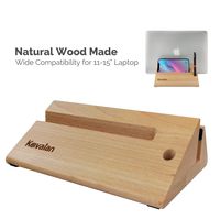Kavalan Design Vertical Laptop Stand Dock, Wood Made Premium Desktop Stand Holder Organizer with Cellphone & Pen Holder, Eco-Friendly Space Saving Desktop Stand, Fits All Apple MacBook, HP, Dell