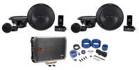 (2) Pairs ALPINE R-S65C.2 300w 6.5" Car Component Speakers+4-Channel Amplifier