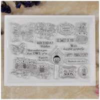 Kwan Crafts Birthday Wishes Happy Anniversary OWL Many Thanks Butterfly Clear Stamps for Card Making Decoration and DIY Scrapbooking