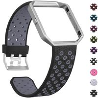 SKYLET Compatible with Fitbit Blaze Bands with Frame, Soft Silicone Breathable Replacement Sport Wristbands Compatible with Fitbit Blaze Smart Watch Men Women Black