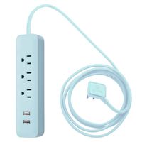 Globe Electric 78249 Designer Series Surge Protector Power Strip, 3 Outlet, 2x USB Ports, Mint