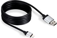 Just Mobile AluCable Long Cable with 2.4A High Speed Aluminum Lightning Connector for iPhones, iPads, and iPods, Black/Silver (DC-168)