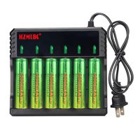 WolfonFire 18650 Battery Charger 6 Slot Universal Smart Li-ion Batteries Charger for AA 2665O, 1865O, 17670, 18490, 175OO, 17335, 1634O(RCR123) with 6PCS 18650 3.7v 5000mAh Rechargeable Battery