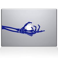 The Decal Guru Skeleton Hand Grabs MacBook Decal Vinyl Sticker - 15" MacBook Pro (2015 & Older) - Dark Blue (0221-MAC-15P-DB)