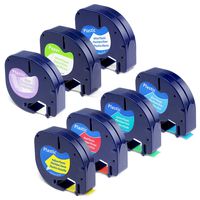 Repalce DYMO LetraTag Label Tape Refills, 91330 16952 91331 91332 91333 91334 91335 Paper/Plastic Combo Set, 1/2 Inch x 13 Feet, Compatible Dymo LetraTag Plus LT-100H LT-100T QX50 Label Maker, 7-Pack