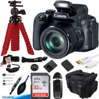 Canon Powershot SX70 20.3MP Digital Camera 65x Optical Zoom Lens 4K Video 3-inch LCD Tilt Screen (Black) - Essential Accessories Bundle