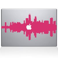 The Decal Guru Chicago City Skyline Decal Vinyl Sticker, 13" MacBook Pro (2016 & Newer Models), Pink (2327-MAC-13X-BG)