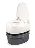 Camco Premium Portable Travel Toilet With Three Directional Flush and Swivel Dumping Elbow | Designed for Camping, RV, Boating And Other Recreational Activities - (5.3 gallon) (41545)