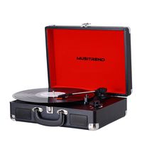 Musitrend Turntable Portable Suitcase Record Player with Built-in Speakers, PC Recorder, Headphone Jack, RCA line Out Black/Red