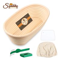 Sondiko Oval Bread Proofing Basket, Handmade Banneton Bread Proofing Basket Brotform with Bread Lame, Dough Scraper, Proofing Cloth Liner for Sourdough Bread, Baking(9.6 x 6 x 3 inches)