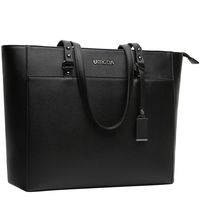 15.6 Inch Briefcase for Women, Laptop Tote Bag Bottom with 4 Metal Feet, Multi Function Stylish Work Tote Bags for Women, Black