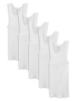 Fruit of the Loom Boys' Cotton Tank Top Undershirt (Multipack), Boys - 5 Pack - White, X-Large