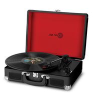 Photive SoulTracks Portable 3-Speed Suitcase Turntable with Built in Speakers. Vinyl Stereo Record Player Automatic Belt-Drive- Black