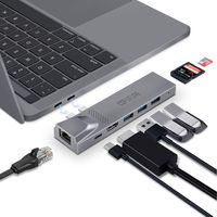USB-C-HUB-Adapter,Cofuture 8-in-1 Docking Station with Thunderbolt 3,Gigabit Ethernet,4K HDMI,3 USB 3.0 and SD/TF Reader,Type C Hub Compatible for MacBook Air 2019,MacBook Pro 2016/2017/2018/2019