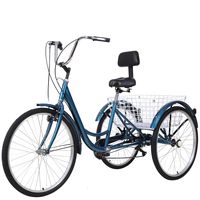 VANELL 7/1 Speed Tricycle Adult 20/24/26 in Trike Cruise Bike 3 Wheeled Bicycle W/Large Size Basket for Women Men Shopping Exercise Recreation (Malachite Green, 7 Speed - 24")