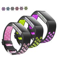 Jobese Replacement Bands Compatible with Fitbit Charge 2, 3-Pack Soft Breathable Silicone Sport Accessories Wristbands with Air Holes, Women Men