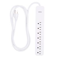 GE Power Strip Surge Protector, 7 Outlets, Fast Charge, Long Power Cord, 6ft, Wall Mount, Warranty, White, 36359