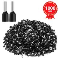 XHF 1000 PCS AWG 14 Ferrule Crimper Plier Insulated Crimp Pin Terminal Cord End Terminals, Wire Ferrules Terminals, Wire Connector, Insulated Cord Pin End Terminal 2.5mm² Black