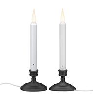 612 Vermont LED Electric Window Candles with Sensor Dusk to Dawn, Bright White Flicker Flame or Steady On, USB Low Voltage Adapter (2, Antique Bronze)