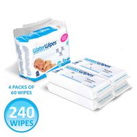 WaterWipes Unscented Baby Wipes, Sensitive and Newborn Skin, 4 Packs (240 Wipes)