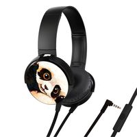 Headphone, Lightweight Over-Ear Wired HiFi Stereo Extra Bass Headset with Built-in Mic Comfortable Leather Earphones(Panda)
