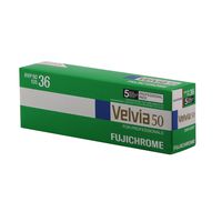 Fujifilm 16329173 Velvia 50 Color Slide Film ISO 50, 35mm, 5 Rolls of 36 Exposures (Green/Blue/White)