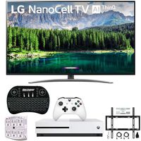 LG 55SM8600PUA 55" 4K HDR Smart LED NanoCell TV w/AI ThinQ 2019 Model with Xbox One S 1TB Bundle + Compatible Deco Gear Wireless Backlit Keyboard, Flat Wall Mount Kit & SurgePro 6-Outlet Surge Adapter