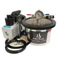 ABLAZE Stainless Steel Vacuum Degassing Chamber and 3 CFM Single Stage Pump Kit (1.5 Gallon)